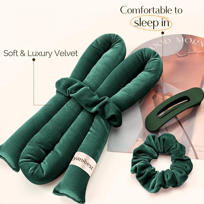 YANIBEST Heatless Hair Curler to Sleep in, Overnight curls headband, No Heat Hair Curler Set with Hair Clip Scrunchies for Styling