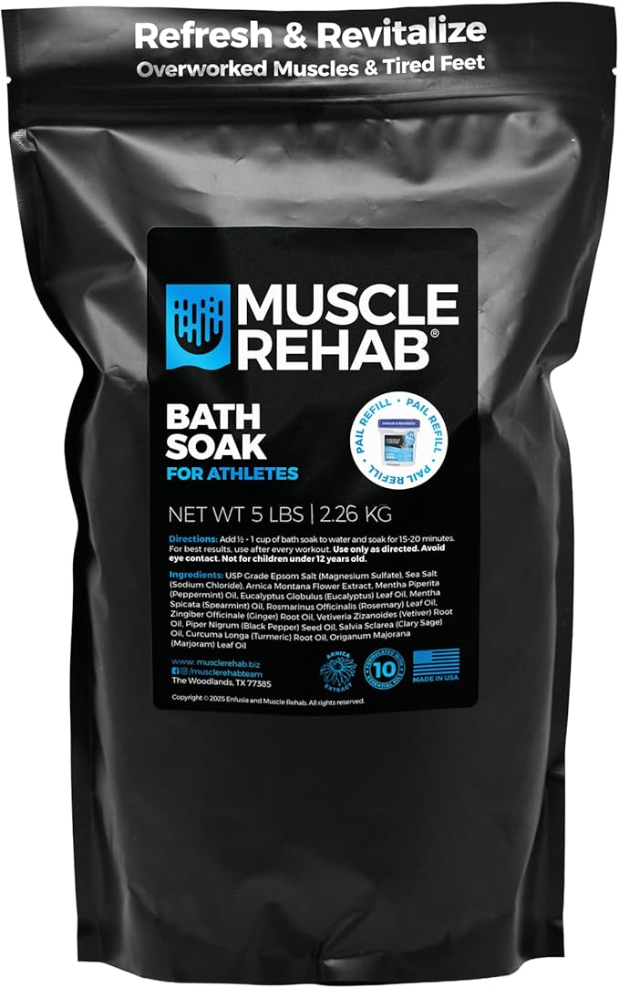 Recovery Bath Soak 5lb Refill Bag | Professional-Grade USP Epsom Salt & Arnica Formula | Bulk Muscle Soak for Daily Athlete Recovery, Soreness & Lactic Acid Relief | (80oz Value Size)