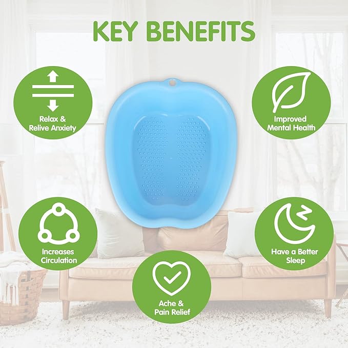 Large Plastic Foot Basin Bath Spa Tub Massage for Soaking Foot,Toe Nails, and Ankles,Pedicure,Improved Sturdy Portable Tub-Blue
