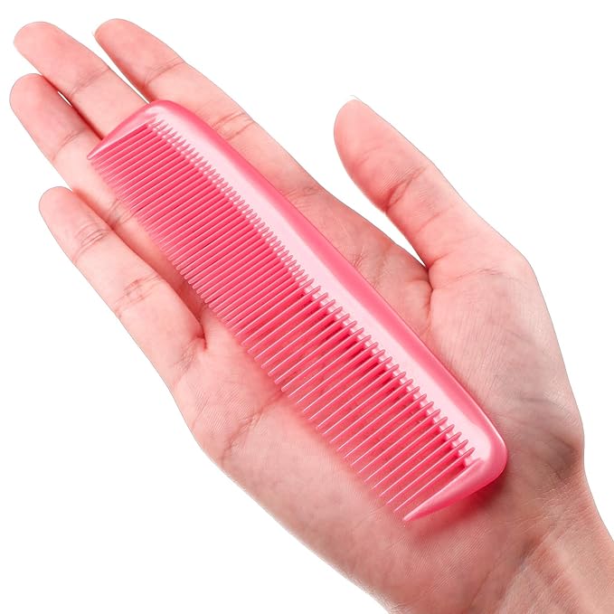 Leinuosen 12 Pieces Hair Combs Set Pocket Plastic Fine Tooth Dressing Comb for Women and Men, Peines Para Cabello(Pink)