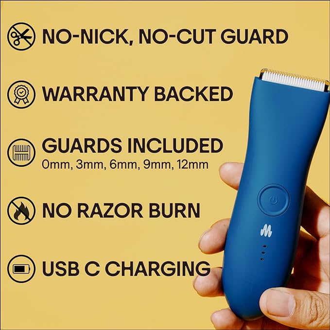 MERIDIAN The Trimmer Premium - Body Hair Trimmer & Electric Shaver for Men and Women for Pubic Hair, Chest, Legs & Bikini Line, Waterproof & Rechargeable, Ocean