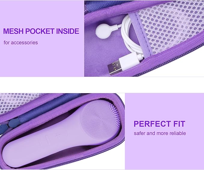 co2CREA Hard Carrying Case Compatible with NågraCoola CLIE Sonic Facial Cleansing Brush (Violet)