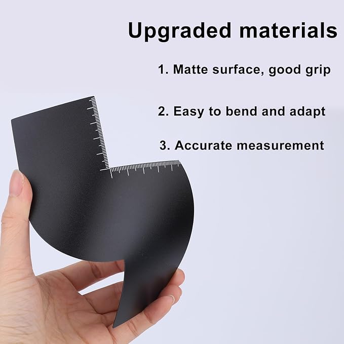 Color Enhancement Barber Card, S Shape Black Hairline Tool Lineup Pencil Kit with Measurement Indicators Color Spray Edge Hair Line Up Card Essentials Supplies Accessories for Beard & Hair