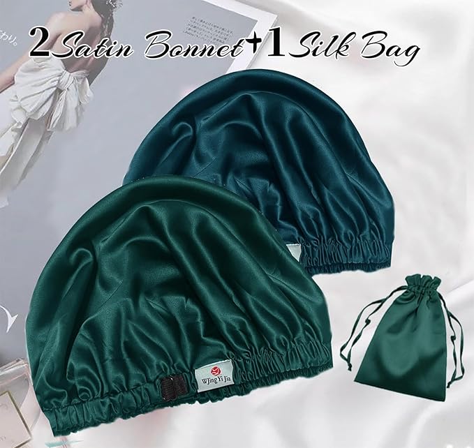 3Pcs Hair Bonnets For Sleeping Satin Bonnet For Women Silk Bonnets Womens Curly Hair Sleep Caps Silky Night Cap