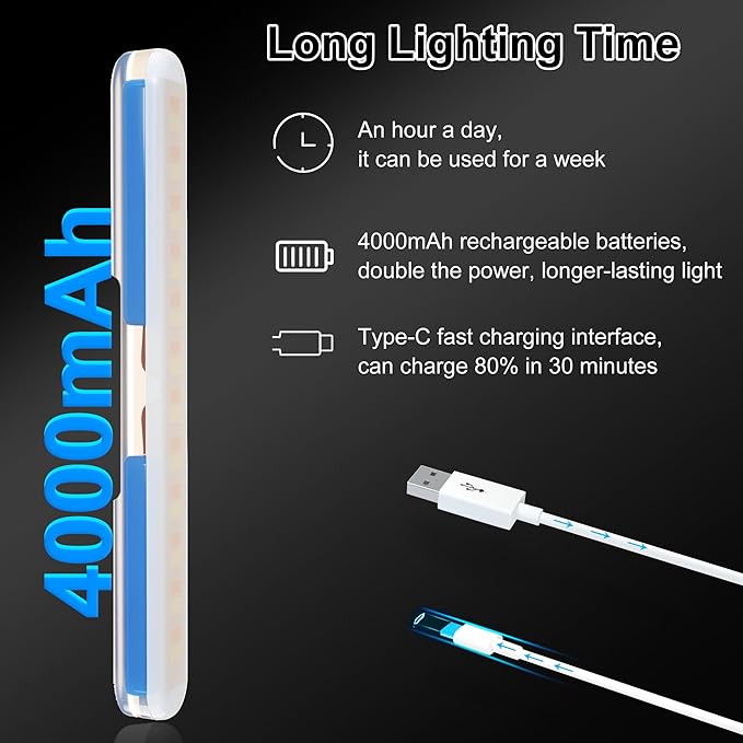Wireless Vanity Lights for Mirror, Rechargeable Battery Operated Stick on Lamp, Adjustable Makeup Light, Cordless Magnetic LED Bar Renter Friendly Lighting Decor Gift, Black