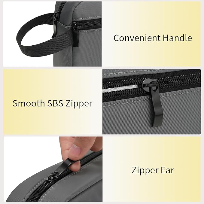 Travel Toiletry Bag, Small Cosmetic Bag, Hanging Water-Resistant Organizer for Men & Women, Ideal for Makeup, Shaving Kit, Gym Essentials & Travel Accessories (Charcoal Gray)