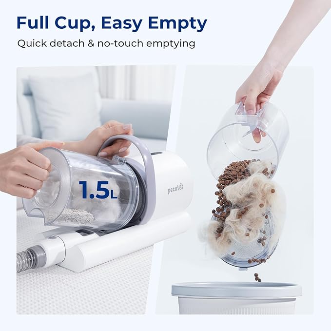 Pecute Dog Grooming Vacuum for Heavy Shedding, Quiet(55dB) 4-in-1 Pet Grooming Kit for Nervous Dogs & Cats, 12000Pa Dog Vacuum Brush for Shedding with Clipper, 1.5L Dust Cup, Home Grooming & Cleaning