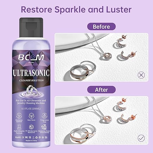 Ultrasonic Jewelry Cleaning Solution, Great for Use in All Ultrasound Machines, Eyeglass and Rings, Effective Solution for Cleaning Gold, Silver, Platinum, Diamonds, and Watch, 8.5 oz/250 ml （Purple）