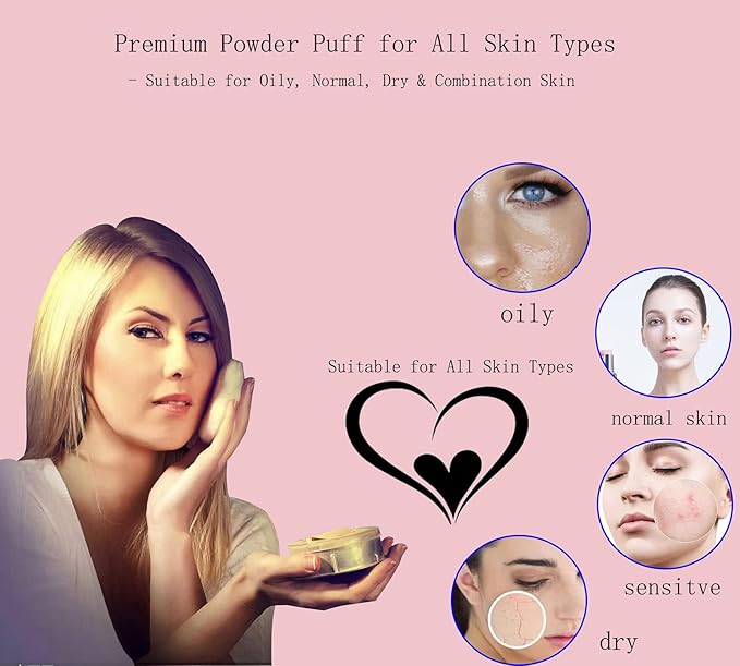 Powder Puff - 3.15 Inch Ultra Soft Washable Velour Makeup Powder Puffs for Face Powder, Setting powder, Body powder, Loose Powder, Other powders