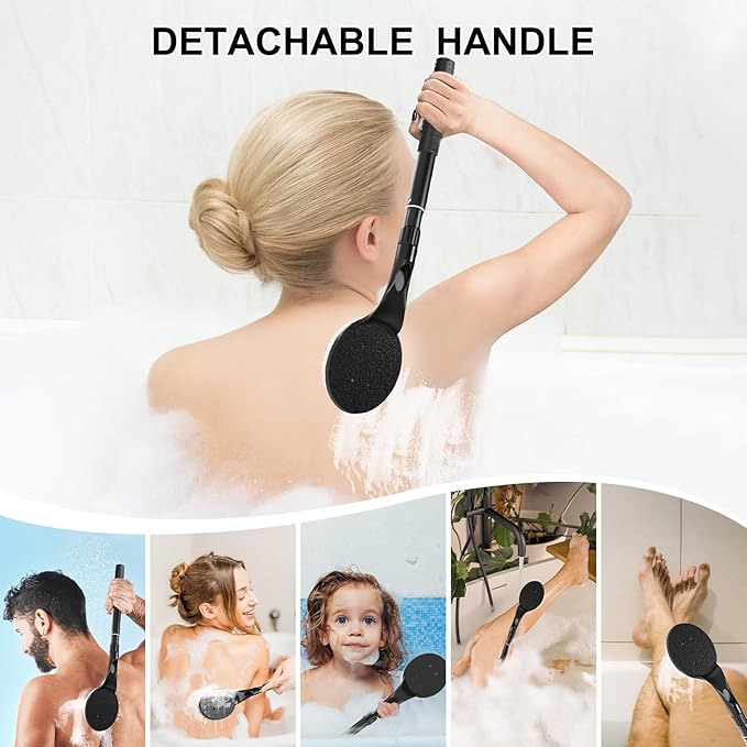 Back Scrubber Anti Slip for Shower, 25.7” Telescopic Back Bath Brush for Shower, Back Scrubber, Exfoliation and Improved Skin Health for Elderly with Limited Arm Movement, Disabled