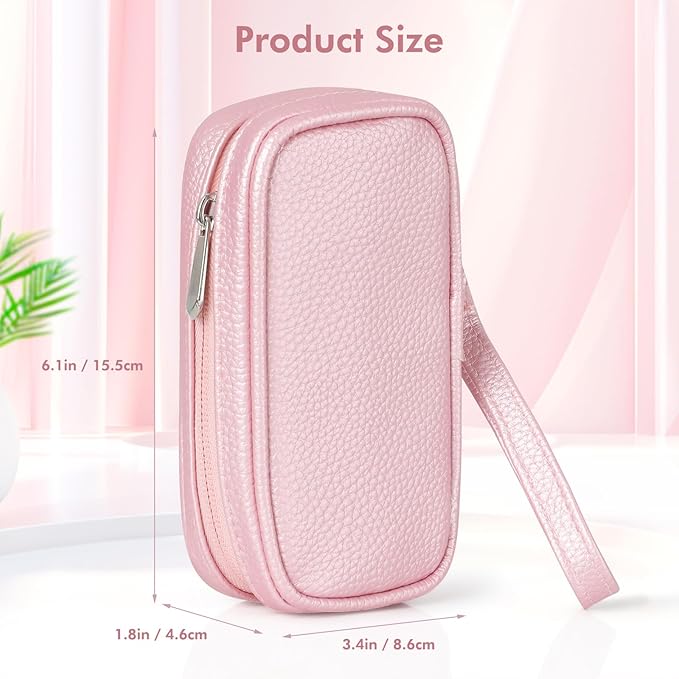 Portable Tampon Organizer, Beige PU Pouch with Handle and Zipper for Women's Period Bags