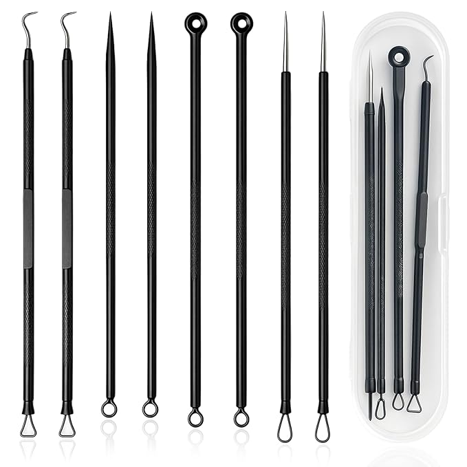 Blackhead Remover Tool Kit – 4-Piece Stainless Steel Acne & Pimple Set | Whitehead & Zit Extractor with Non-Slip Handles （2 Sets）