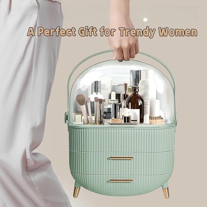 Egg Makeup Organizer, Egg Shape(Oval) Makeup Storage Box Countertop Portable Vanity Cosmetics Organizer