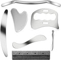 Stainless Steel Muscle Scraper Gua Sha Kit and Derma Edge Scraping Tools for Physical Therapy, Deep Tissue Guasha Massage Tool for Body and Face Relaxation (Grey-6pcs)