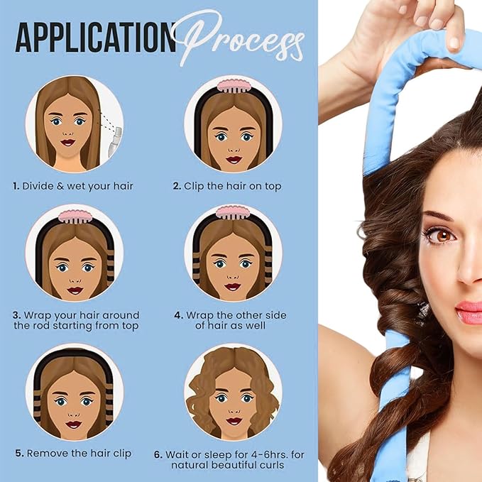 KAV 100% Mulberry Silk Heatless Curling Rod Headband Set with Clip & Scrunchies – Overnight Heatless Hair Curler for Women, No Heat Damage, Soft Hair Roller for Natural Curls & Waves