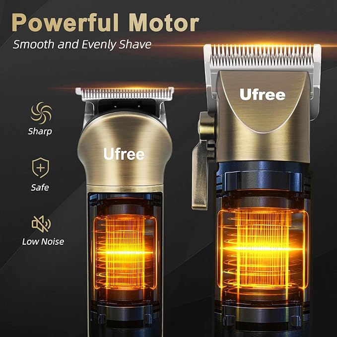 Ufree Hair Clippers for Men Professional with Beard Trimmer, Barber Clippers and Trimmers Set, Electric Razor Shavers for Men, Cordless Mens Grooming Kit for Nose, Face, Hair, Gifts Bronze