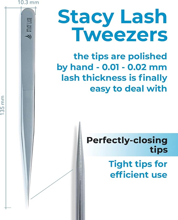 Stacy Lash STL-2 Isolation Eyelash Extension Tweezers/Precision Isolation Applicator Tool/Supplies for Classic Extensions & Individual False Lashes/Eyelashes Separator Tools/Beauty Accessories