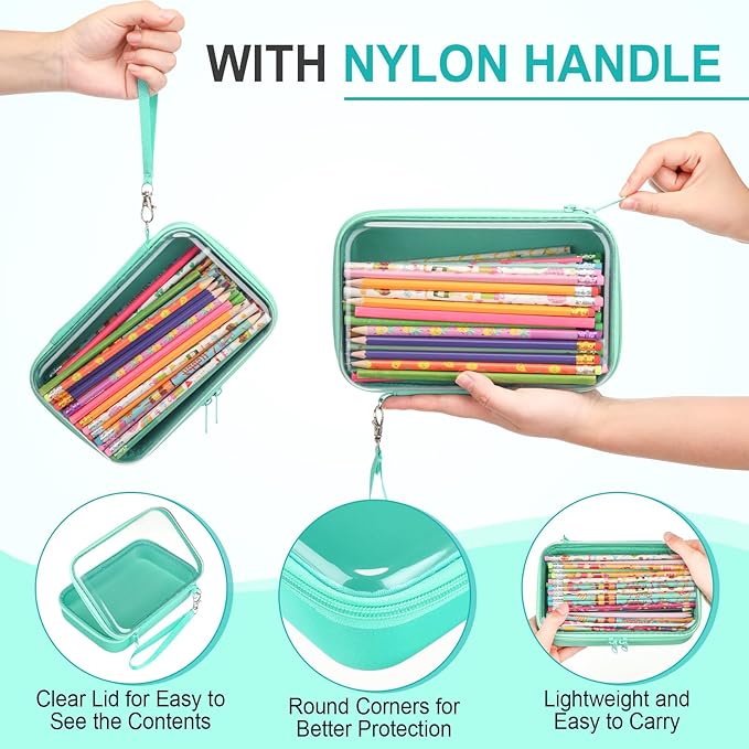 4 Pcs Hard Clear Zipper Case Hard Shell Plastic Pencil Case Large Transparent Pencil Box Portable Travel Organizer Toy Storage Bins for Home Office Cosmetics(Beige, Orange, Dark Blue, Green)