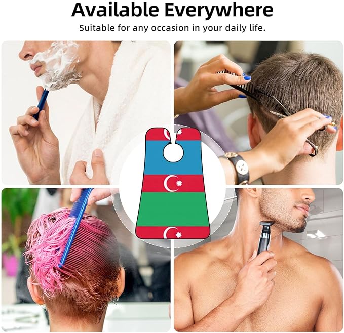 Flag Of Azerbaijan Print Beard Bib Apron For Men, Beard Hair Catcher For Men Shaving Trimming,Beard Cape Cloth