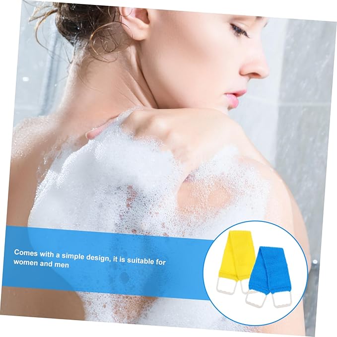 Double Sided Natural Bath Scrubber Massage Towel with Strong Exfoliating Pull Back Strap for Men and Women Long Back Scrubber Belt for Promotes Smooth Skin and Random Random Color