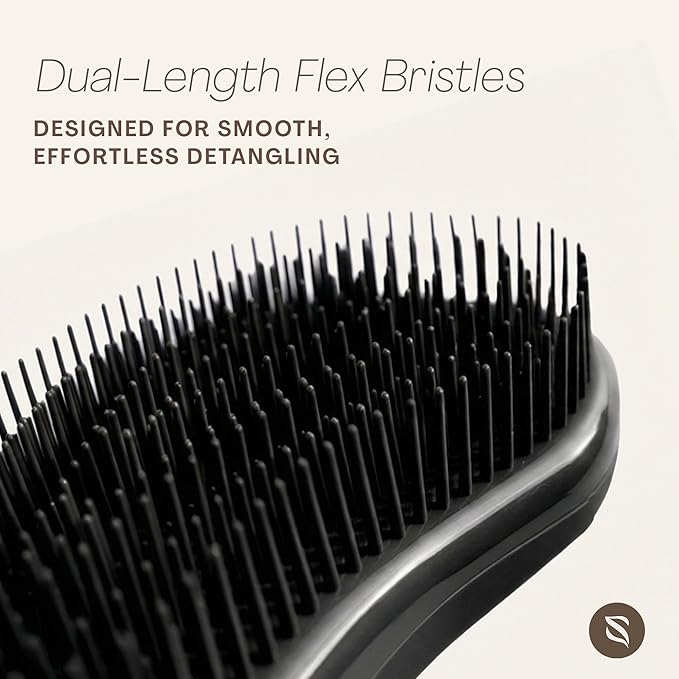 Wave Detangling Brush for Wet & Dry Hair, Dual Flexible Bristles, Anti-Breakage Hair Brush for Curly, Thick & Fine Hair, Women & Kids – Onix Matte