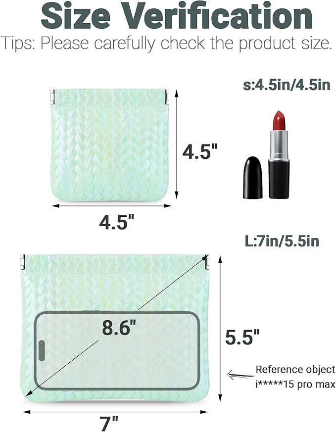 2 PC Small Makeup Bag for Purse, Lipstick Holder & Purse Organizer Pouches, Waterproof Faux Leather Cosmetic Bag, Slim Travel Makeup Pouch for Women Daily & Travel Essentials