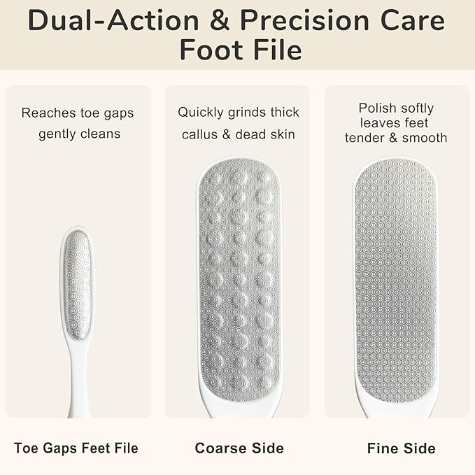 HANMU Dual-Sided Foot File & Toe Callus Remover Set - Durable Dead Skin Remover for Feet & Hands, Easy Clean & Hygienic Foot Scrubber, Smooth Rough Skin, Premium Pedicure Tool for Women Men