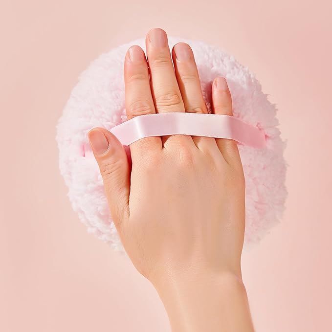 COSHINE Jumbo Body Powder Puff, 6 INCH (15cm) Extra Large Dust Powder Puff Applicator For Loose Mineral Powder Body Powder Shimmer Powder (PINK)