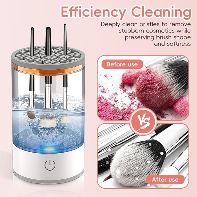 3 In 1 Electric Makeup Brush Cleaner Machine,Automatic Makeup Brush Cleaner Electric,Cleaning Tool,Cosmetic Brushes Cleaners,For Deep Cleaning (White)