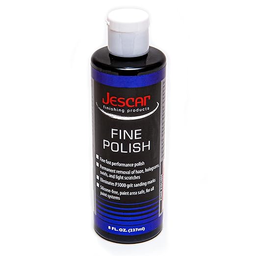 Jescar Fine Polish - 8oz - Professional Finishing Polish Eliminates Swirls, Holograms, Haze, and Light Scratches, Body Shop Safe, Removes P3000 Grit Sanding Marks. Enhanced Gloss and Clarity
