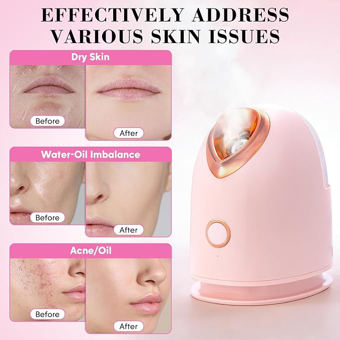 Facial Steamer Spa Kit, Skin Scrubber, Nano Ionic Face Steamer for Deep Cleaning Unclogs Pores, Warm Mist Humidifier Steamer for Face Home Sauna SPA