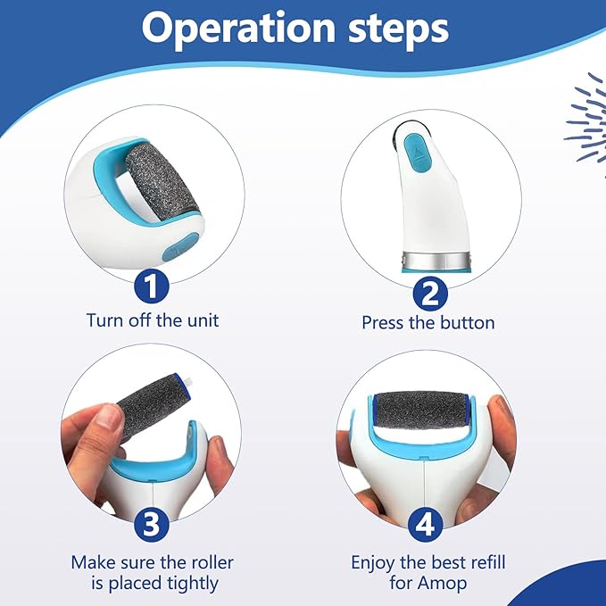 11 Pack Replacement Roller Heads for amop Pedi Perfect Refills Electronic Foot File, Include 6 Extra Coarse & 5 Regular Coarse Replacement Heads Compatible with Amop (Black+Blue)