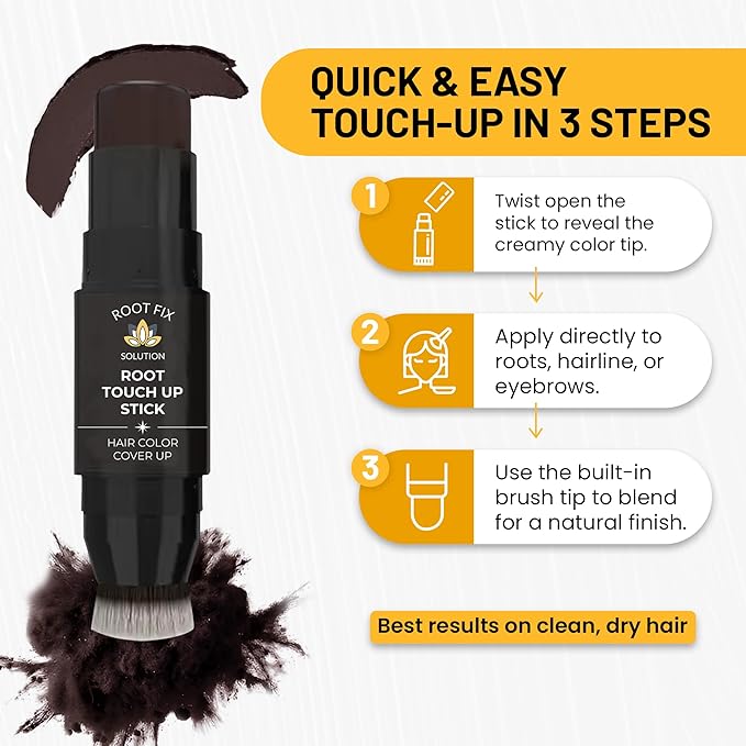 Root Touch Up Hair Color Stick for Gray Coverage - Instant Bald Spot Concealer Stick for Grays and Roots - Professional Salon Quality Hair Cover Up Hair Products for Women/Men (Dark Brown, One Size)