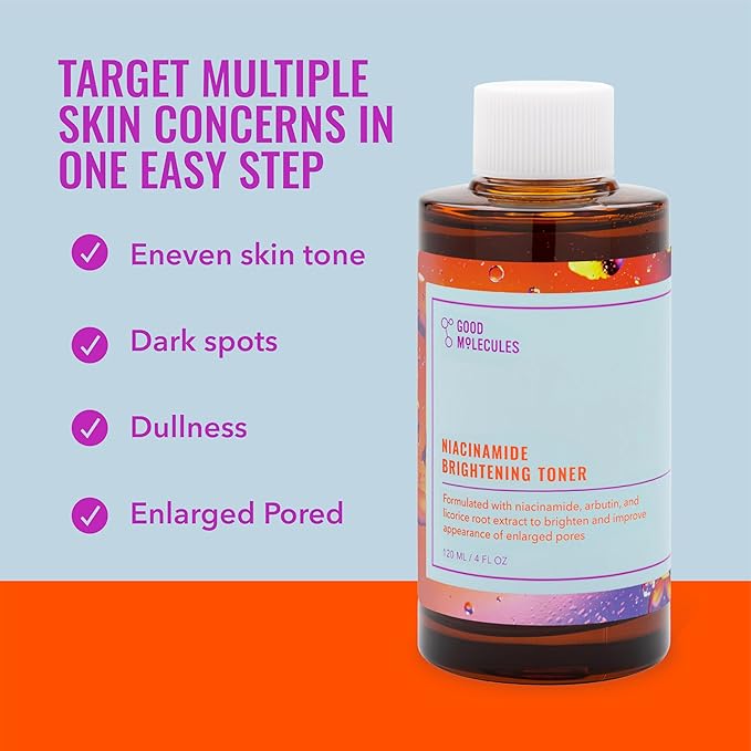 Good Molecules Niacinamide Brightening Toner Pack 3 – 120 ml / 4 fl oz Each | Facial Toner with Niacinamide & Arbutin for Even-Looking Skin