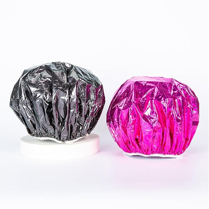 4 Pack Aluminum Foil Heat Cap Reusable Hair Streamer Deep Conditioning Caps Hair Processing Caps for Hydrating Argan Oil Hair Mask Deep Conditioner Perm Coloring Dye Damaged Hair Color-Treated