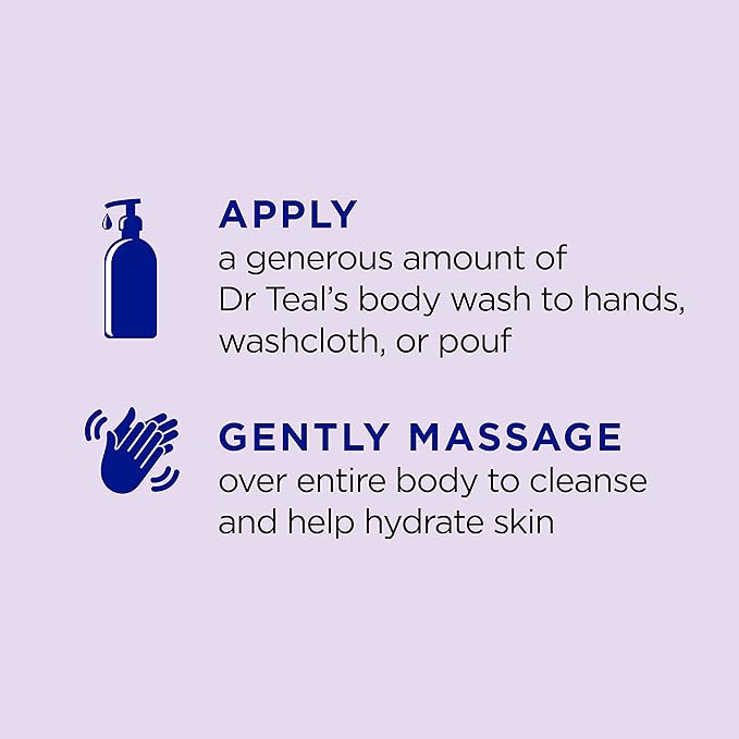 Dr Teal's Body Wash with Pure Epsom Salt, Soothe & Sleep with Lavender, 24 fl oz (Pack of 4)