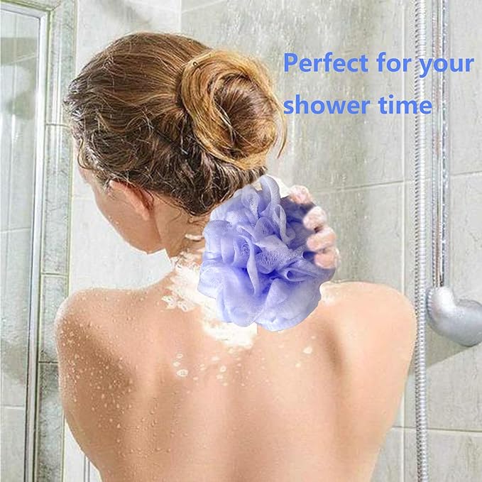 Set of 4 Loofah Sponge Shower Loofah, Exfoliating Shower Ball, Scrub Ball Body Sponge, Soft Mesh, Deep Cleansing Bath Tools, Rich Lathers (4PCS)
