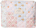 uekeboag Quilted Cotton Makeup Bag,Coquette Quilted Toiletry Bag for Women and Girls,Floral Coquette Pouch,Cute Kawaii Travel Cosmetic Bags(03 Pink Flower)