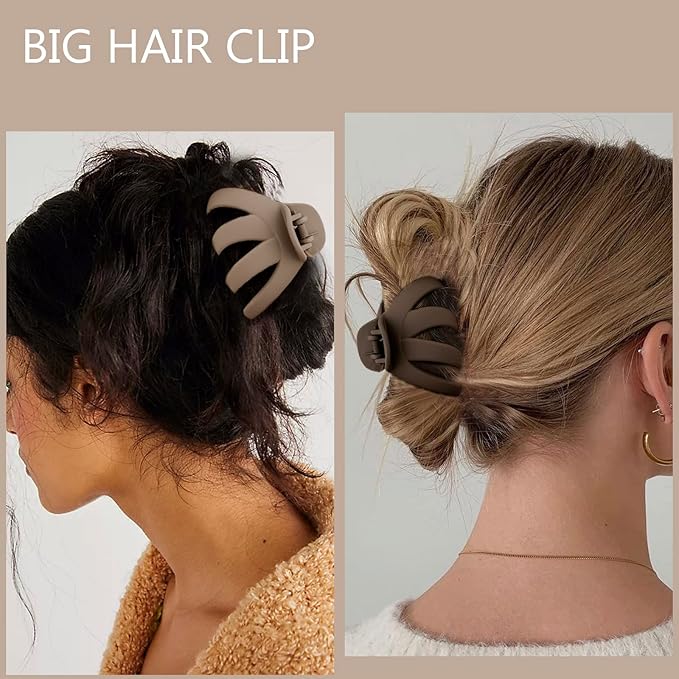 4 Pcs Octopus Hair Clips for Thick Hair - Large Claw Clips for Women, Matte Neutral Color, Strong Grip Non-Slip Jaw Clips