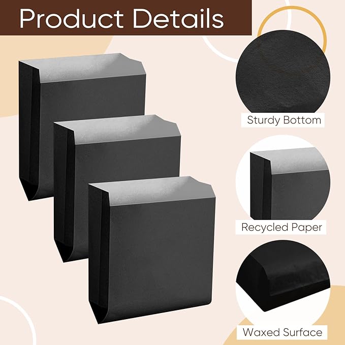 Yeaqee 300 Pcs Waxed Black Kraft Feminine Hygiene Liner Bag, Business Restroom Bathroom Personal Dispensers 7.5 x 10 Waste Receptacle Paper Liners, Sanitary Napkin Disposal Bags, Kraft Bag