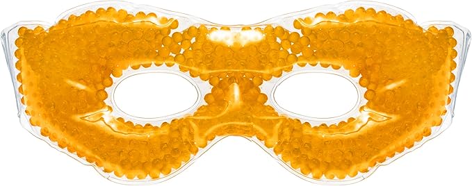 Eye See Gel Eye Mask, Orange - Cold Compress Ice Pack with Gel Beads - Microwave Safe for Heat Therapy - Great for Puffy Eyes, Dark Circles, Dry Eyes, Soothing Headaches