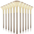 12 Pcs Soft Facial Fan Brush Blush Makeup Brush Face Mask Acid Applicator Multi Use Cosmetic Tools for Peel Mask Makeup for Mud Cream(Champagne)