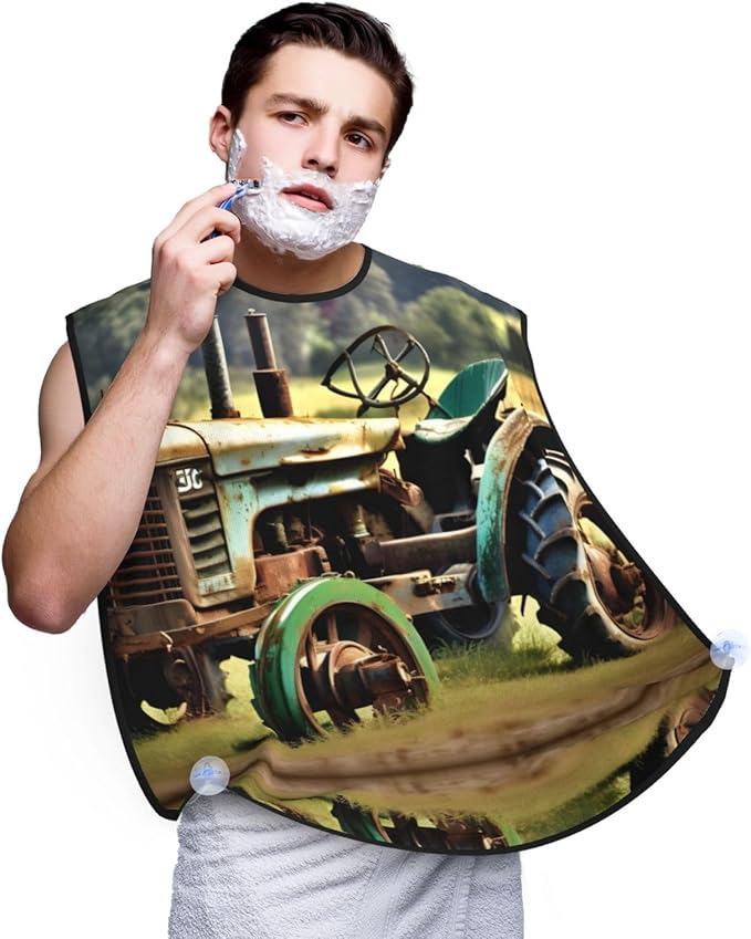 Beautiful Peacock Print Beard Bib Shaving Apron, Beard Hair Trimming Cape Gift For Dad