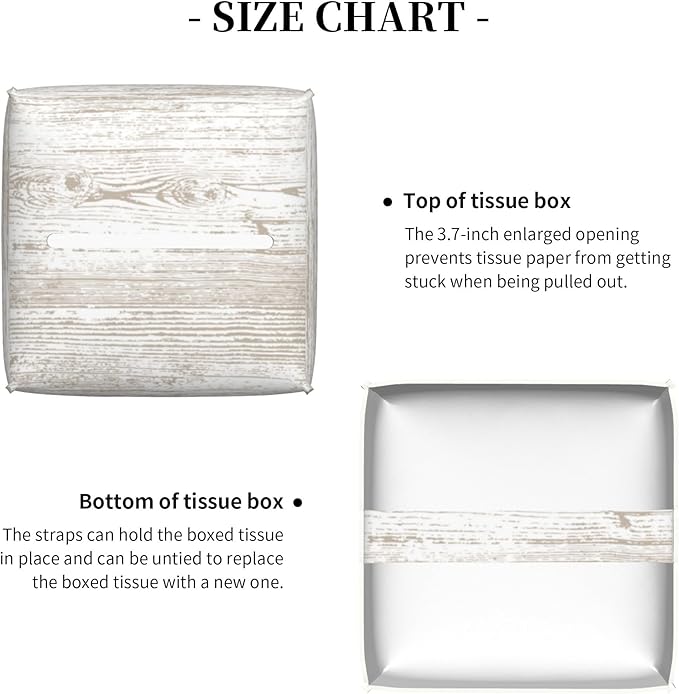 Bless You Tissue Box Cover Square, Wooden Board Texture Tissue Box Holder Waterproof Leather Facial Paper Organizer Dispenser for Bathroom Home Car Nightstand Vanity Desk