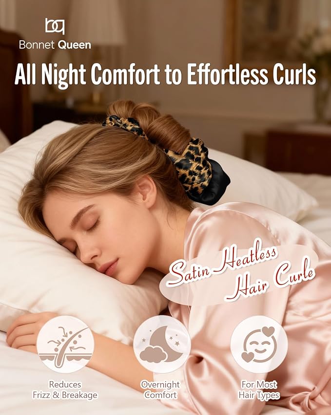 BONNET QUEEN Heatless Hair Curler for Heatless Curls Overnight, All-in-One Sleepy Tie Satin Curling Rod, Hair Curlers to Sleep In, Overnight Blowout Rods, Hair Rollers for Women Long Hair