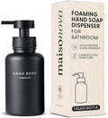 MaisoNovo Glass Foaming Hand Soap Dispenser 14 Oz | Black Foaming Soap Dispenser Black Plastic Pump x 1 w/Labels