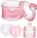 Tioncy 3 Pcs Large Body Powder Puff and Container Valentine's Day gift Powder Container with Puff Crystal Case Soft Washable Reusable Velour Face Body Glitter Wet Dry Makeup(Crown,Pink,)