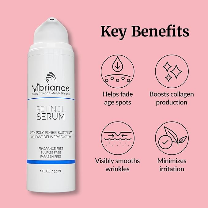 Vibriance Retinol Serum for Face - Reduces Appearance of Deep Wrinkles and Large Pores, Enhances Tone, Improves Complexion - Sensitive, Mature Skin Night Cream - 1 fl oz (Pack of 2)