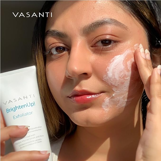Vasanti Brighten Up! Enzymatic Face Rejuvenator – Powerful Scrub Brightens, Exfoliates and Cleanses Gently with Instant Results for Soft, Smooth and Radiant Skin – Enriched with Papaya, Professional Microcrystals and Aloe - 100% Paraben Free, 100% Vega...