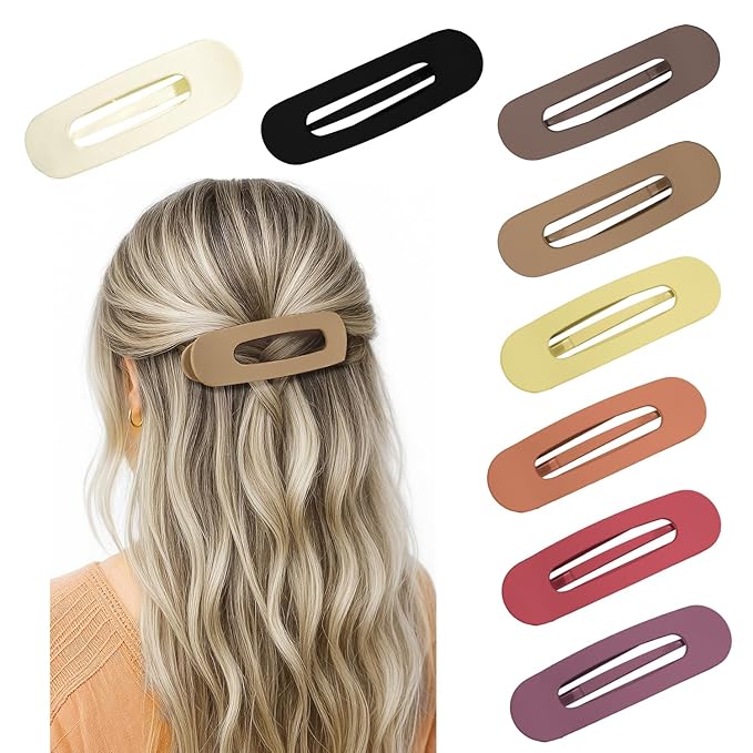 8PCS Flat Hair Claws Matte Non-Slip Clips for Women, Strong Hold Hair Accessories for All Hair Types, Daily Wedding Party Date Beach Use (Style6(Flat))